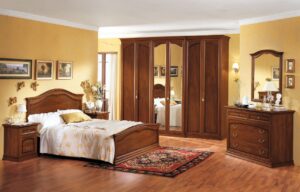 camera completa con letto in legno